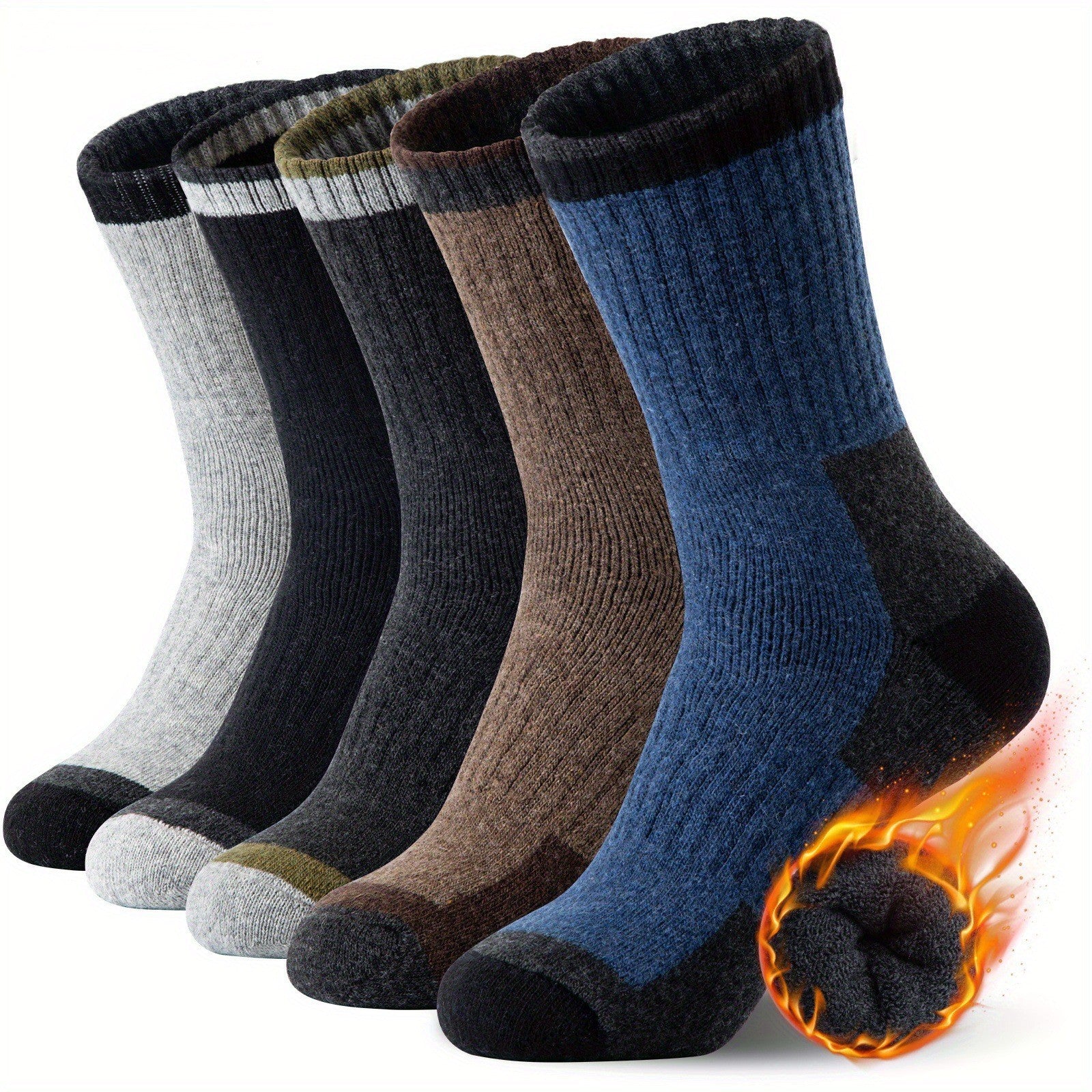 Wool Socks Men Fleece Lined Padded Warm Keeping Terry-loop Hosiery Infinite Avenue