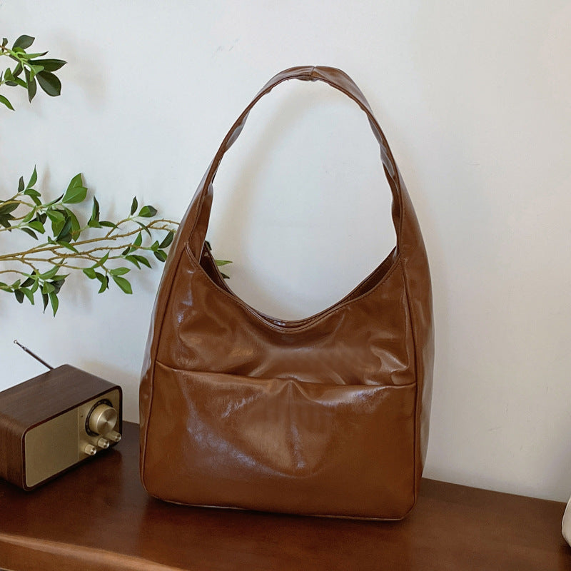 Autumn Winter Simple Commute Shoulder Bag Brown Infinite Avenue