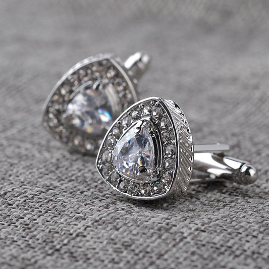 Men's Shirt Cufflinks Triangle Crystal French Diamond Infinite Avenue