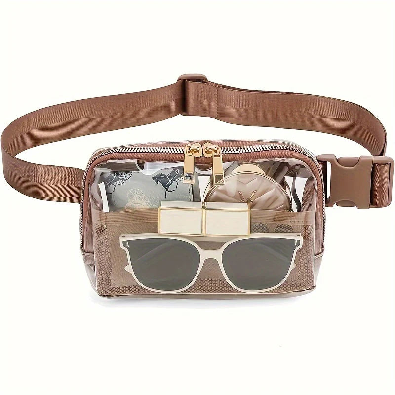 Female Minimalist Casual Transparent Waist Bag Brown Infinite Avenue