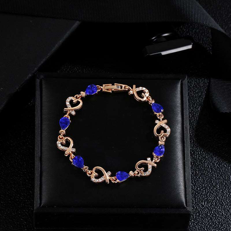 Hollow Love Bracelet With Rhinestones Fashion Temperament Heart-shaped Bracelet For Valentine's Day Gift Jewelry Infinite Avenue