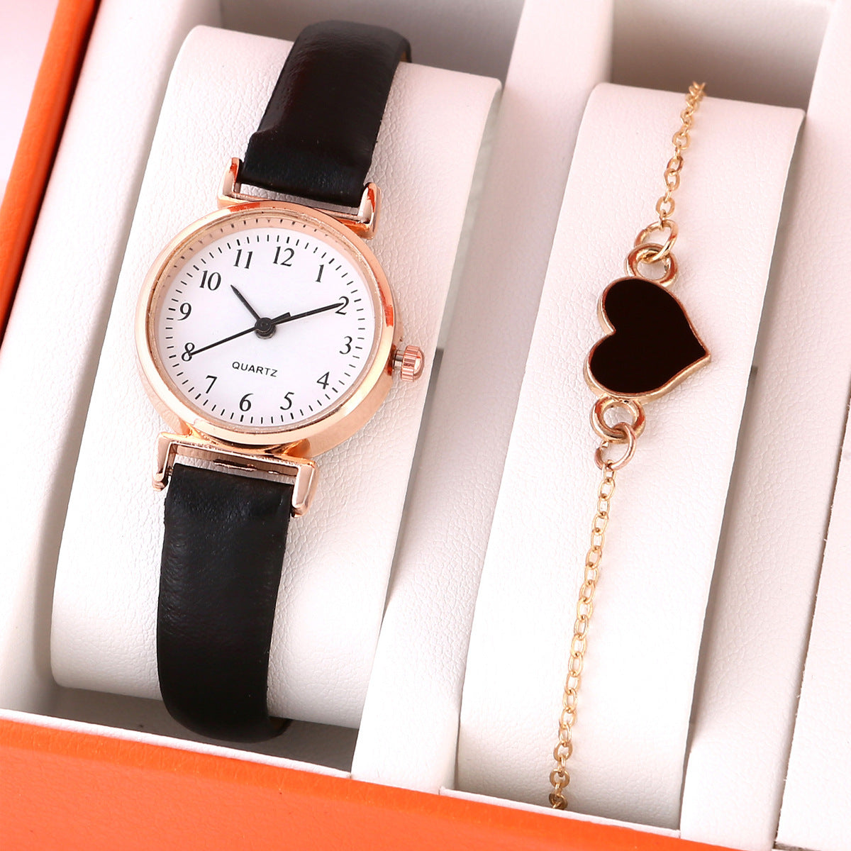 Lady Temperament Heart Bracelet Quartz Watch Suit Digital White Bracelet Suit Infinite Avenue