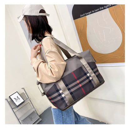 Travel Bag Large Capacity Wet And Dry Isolation Maternity Package Good-looking Handbag Lightweight And Wear-resistant Travel Outside Gray Plaid Infinite Avenue