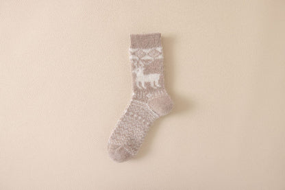 Autumn & Winter Mid-Calf Thick Knit Women's Socks 4 Khaki Infinite Avenue