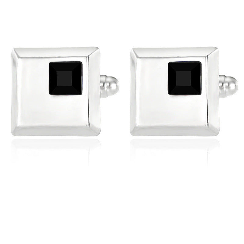 Alloy Spot Drill Fashion Men's Square Cufflinks XK1538 Black Alloy Infinite Avenue