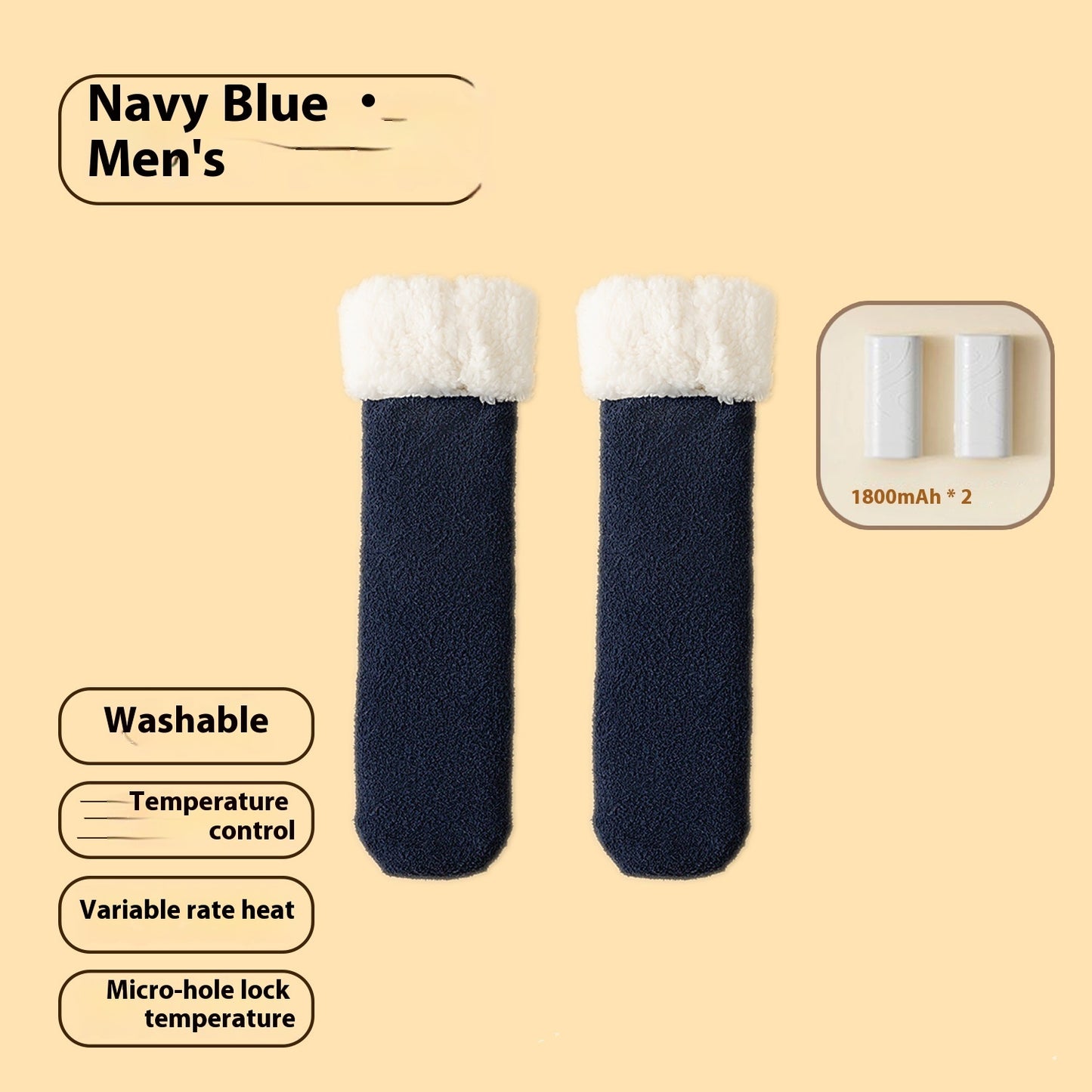 Winter Electric Heated Cold-Proof Socks Navy Blue Infinite Avenue