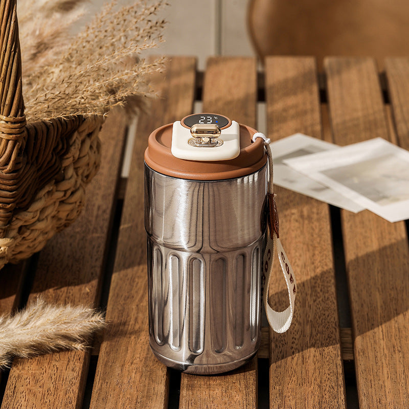 Smart Digital Thermal Bottle – 450ml Stainless Steel Insulated Mug Antique Silver Coffee 450ml Infinite Avenue