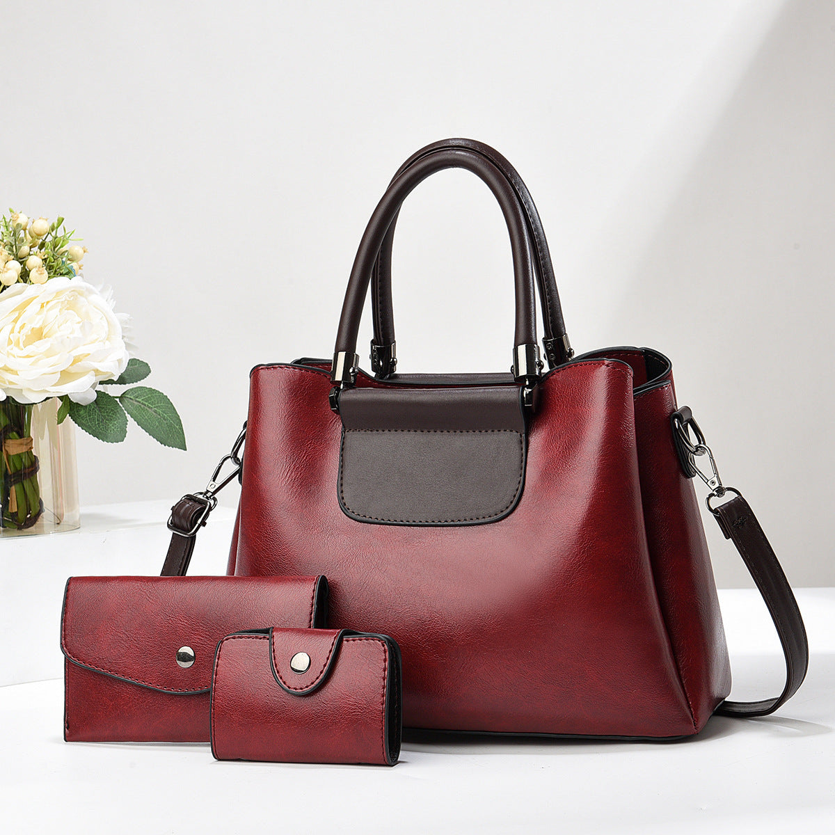 Women's Elegant Autumn Winter Handbag – Spacious & Stylish Purplish Red Infinite Avenue