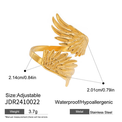 Stainless Steel Angel Wings Ring Niche Retro JDR2410022 Infinite Avenue