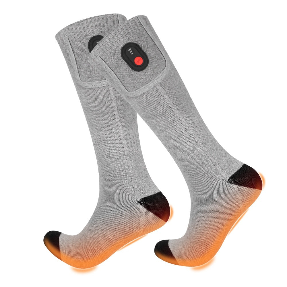 Electric Heating Pure Cotton Socks Skiing Casual Men And Women Warm-keeping Socks Gray Black Battery Socks Free Size Infinite Avenue