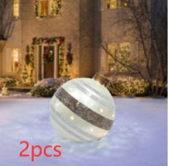 60CM Inflatable PVC Christmas Ball – Outdoor Tree Ornament Striped cloth 2PCS 60cm Infinite Avenue