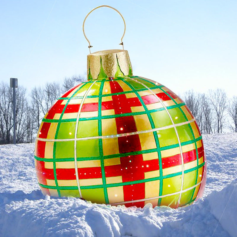 60CM Inflatable PVC Christmas Ball – Outdoor Tree Ornament Green grids 1PC 60cm Infinite Avenue