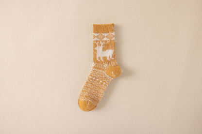 Autumn & Winter Mid-Calf Thick Knit Women's Socks 4 Yellow Infinite Avenue