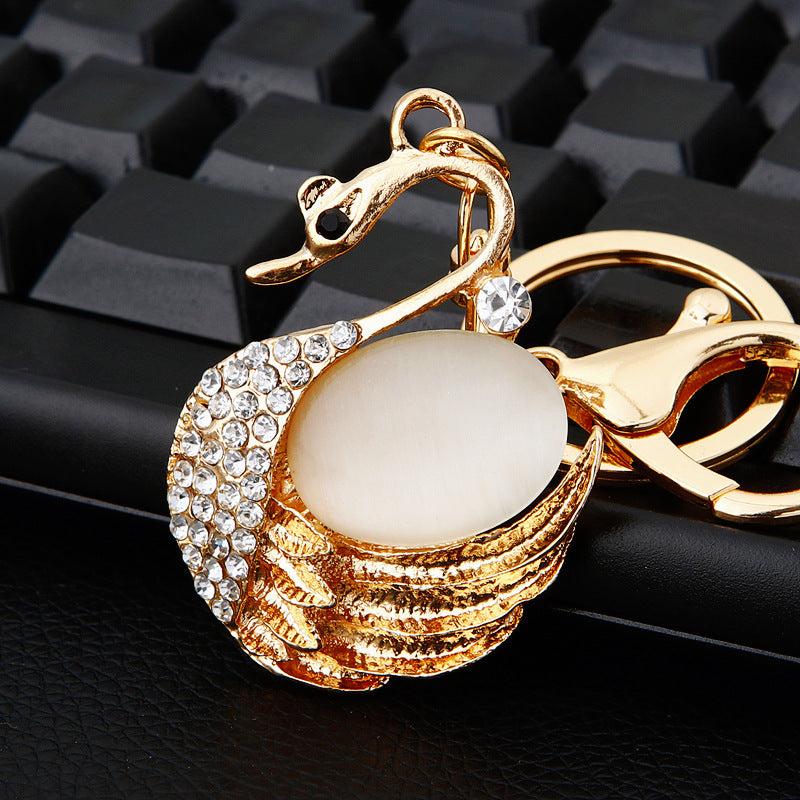 Diamond Crystal Swan Car Key Ring Infinite Avenue