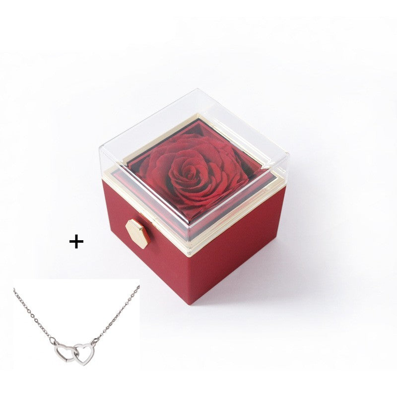 Acrylic Ring Box Valentine's Day Proposal Confession Red Box Silver Necklace Infinite Avenue