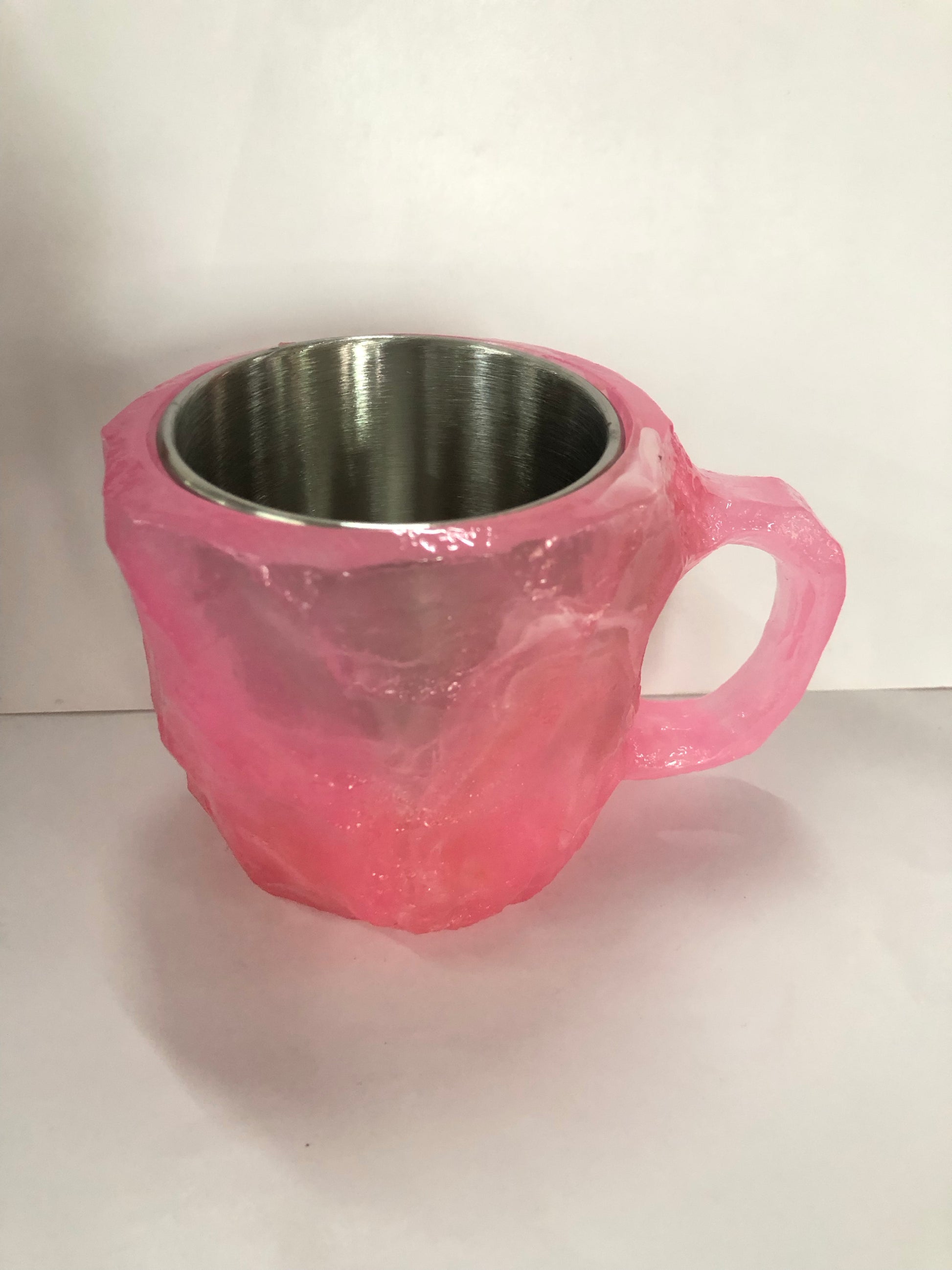 400ml Resin Crystal Coffee Mug – Elegant Cup for Home & Office Pink 10cm High Flat mouthed inner liner Infinite Avenue