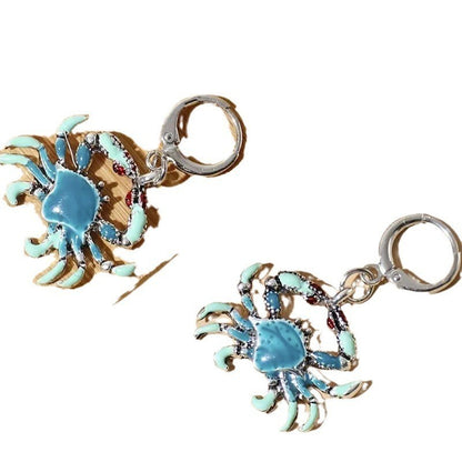 Women Earrings Elegant Crab Shape Earrings Glossy Metal Dangle Earring Crab Shape Drop Earring Party Hook Earrings Jewelry Infinite Avenue