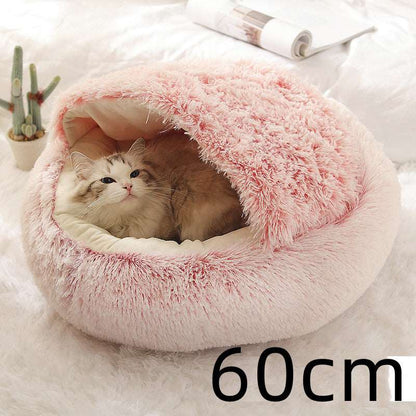 2 In 1 Dog And Cat Bed Pet Winter Bed Round Plush Warm Bed House Soft Long Plush Pets Bed Pet Products Pink Infinite Avenue