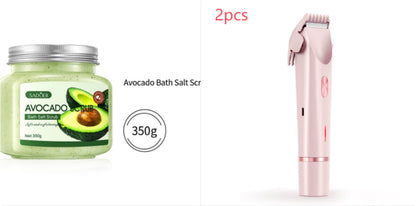 2 In 1 Hair Remover Women's Double Head Shaver Private Pubic Hair Trimmer Electric Razor Wet Dry Electric Body Hair Pink set USB Infinite Avenue