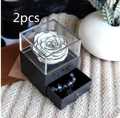 Eternal Flower Rose Jewelry Box for Birthday Presents Valentines Day Wedding Gift White green2pcs Infinite Avenue