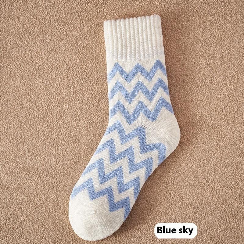 Thick Winter Fleece-Lined Women's Warm Floor Socks Sky Blue Infinite Avenue