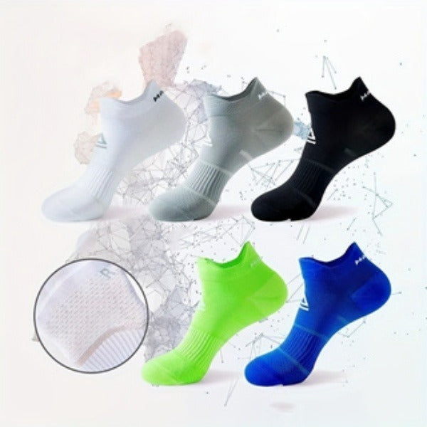 5 Pairs Unisex Sports Socks – Elastic, Breathable & Sweat-Wicking Black White Gray Blue Green Infinite Avenue