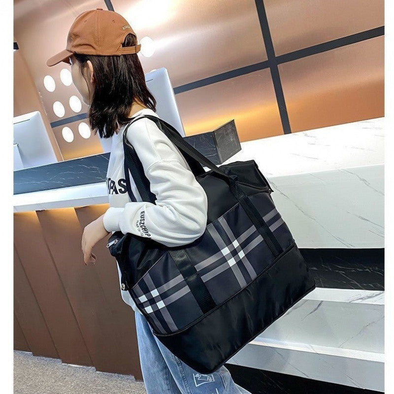 Travel Bag Large Capacity Wet And Dry Isolation Maternity Package Good-looking Handbag Lightweight And Wear-resistant Travel Outside Plaid & Black Infinite Avenue