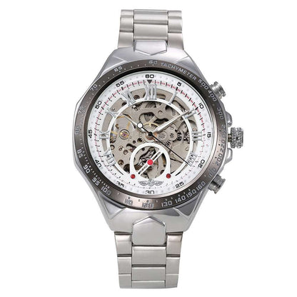 Men's Personality All-steel Hollow Automatic Mechanical Watch Silver Movement Infinite Avenue