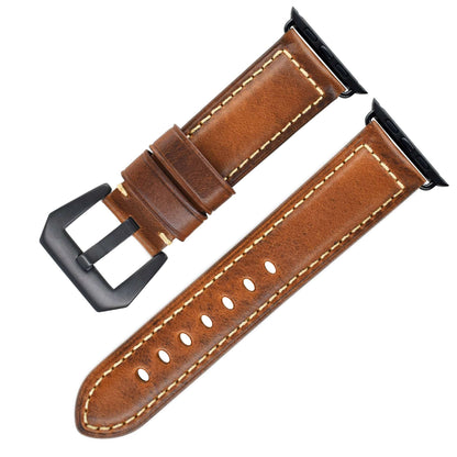 Vintage Oil Wax Genuine Cowhide Watch Band Brown Black Buckle 012S Infinite Avenue