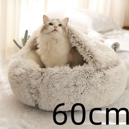 2 In 1 Dog And Cat Bed Pet Winter Bed Round Plush Warm Bed House Soft Long Plush Pets Bed Pet Products Brown Infinite Avenue