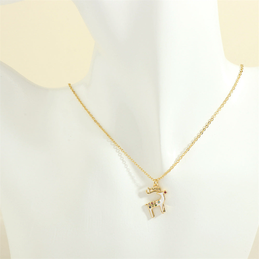 Christmas Tree & Santa Necklace – Rhinestone Clavicle Chain for Women NE2089 B Infinite Avenue