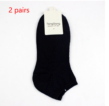 Men's Bamboo Fiber Low-Cut Socks – All Seasons Black 2 pairs Free Size Infinite Avenue