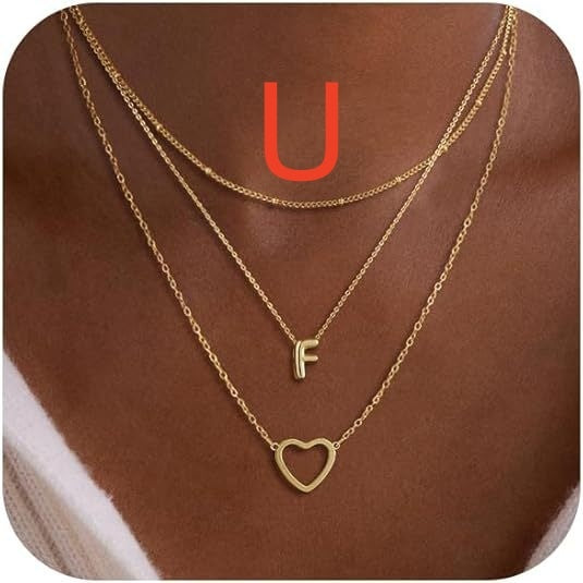 Bubble 26 Letter Necklace Stainless Steel Multi-layer Initial Letter Safety Pin Style 4 U Infinite Avenue