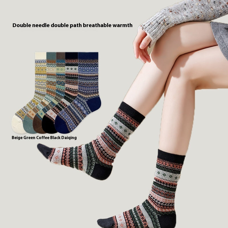 Women's Retro Combed Cotton Mid Tube Socks Infinite Avenue