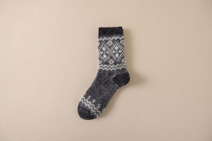 Autumn & Winter Mid-Calf Thick Knit Women's Socks 2 Black Infinite Avenue