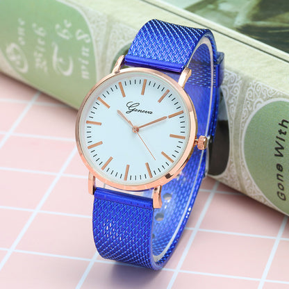 Geneva Watch Dial Plate Mesh Belt Female Minimalist Thin Blue Infinite Avenue