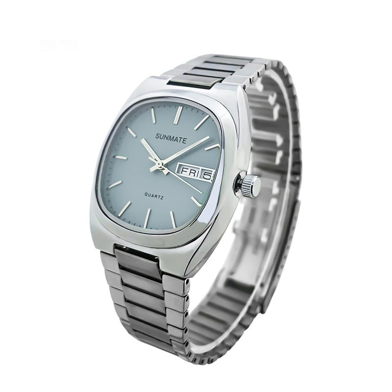 Fashion Simple Square White Shell Steel Belt Quartz Watch Gray Infinite Avenue