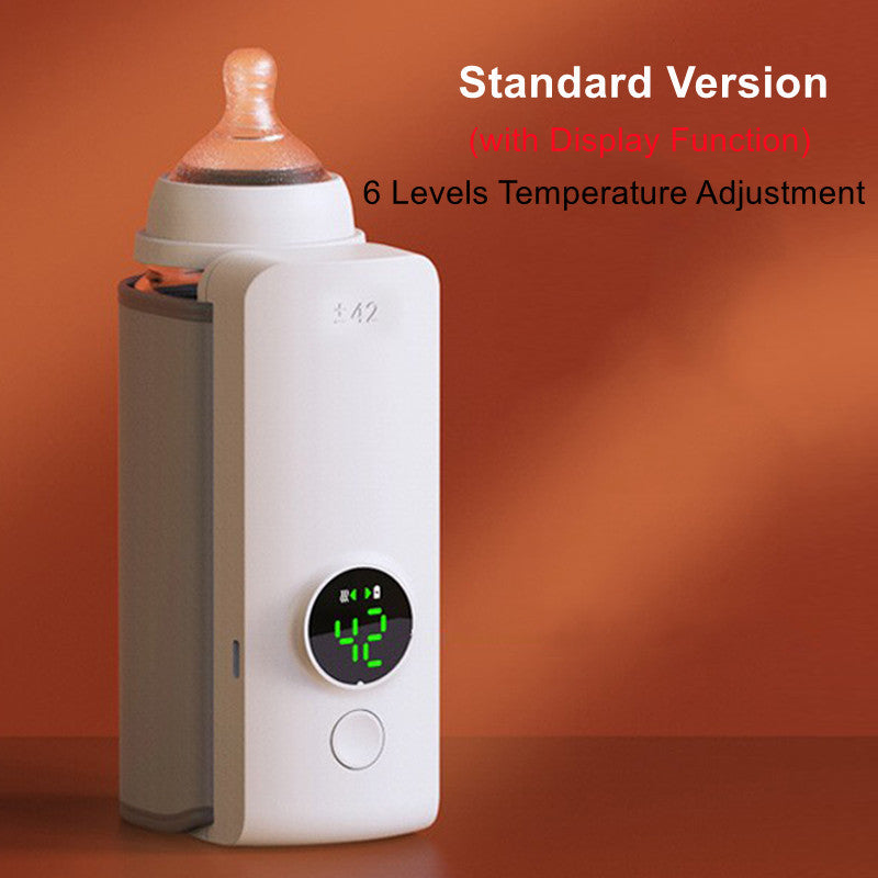 Portable Wireless Rechargeable Baby Bottle Warmer USB Charging And Heating Bag Portable Constant Temperature Milk Warmer Universal Bottle Insulation Sleeve Digital display 6speed temper Infinite Avenue