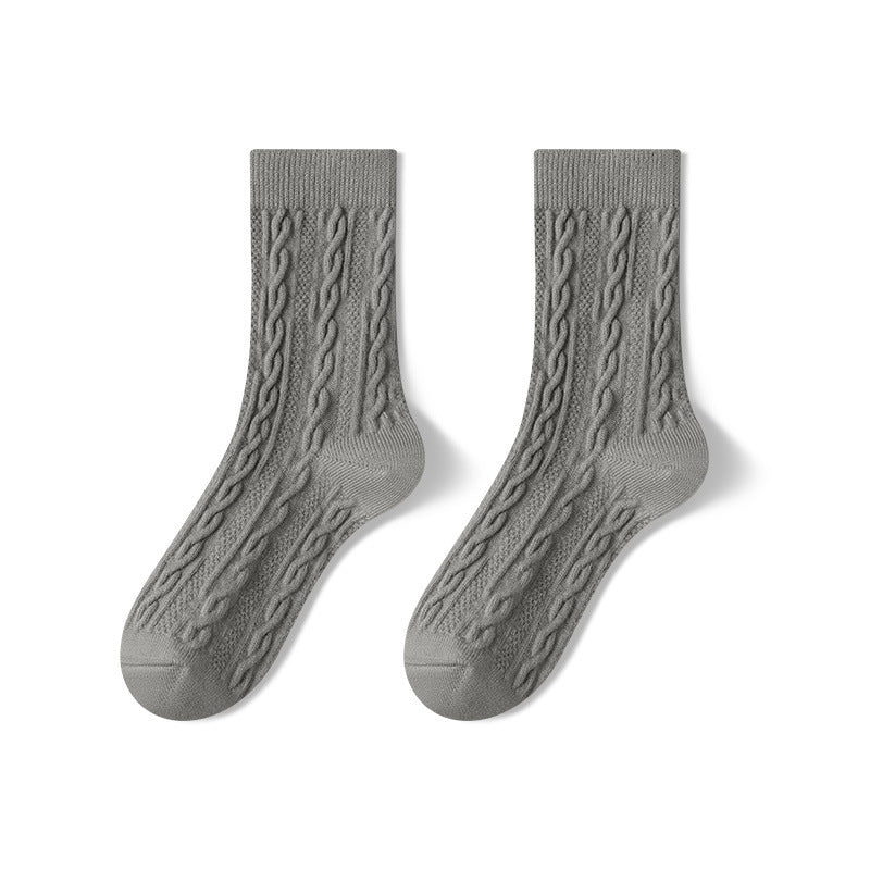 Autumn Winter Thickened Mid-Calf Cotton Socks for Women Gray Free Size 36 to 39 Infinite Avenue