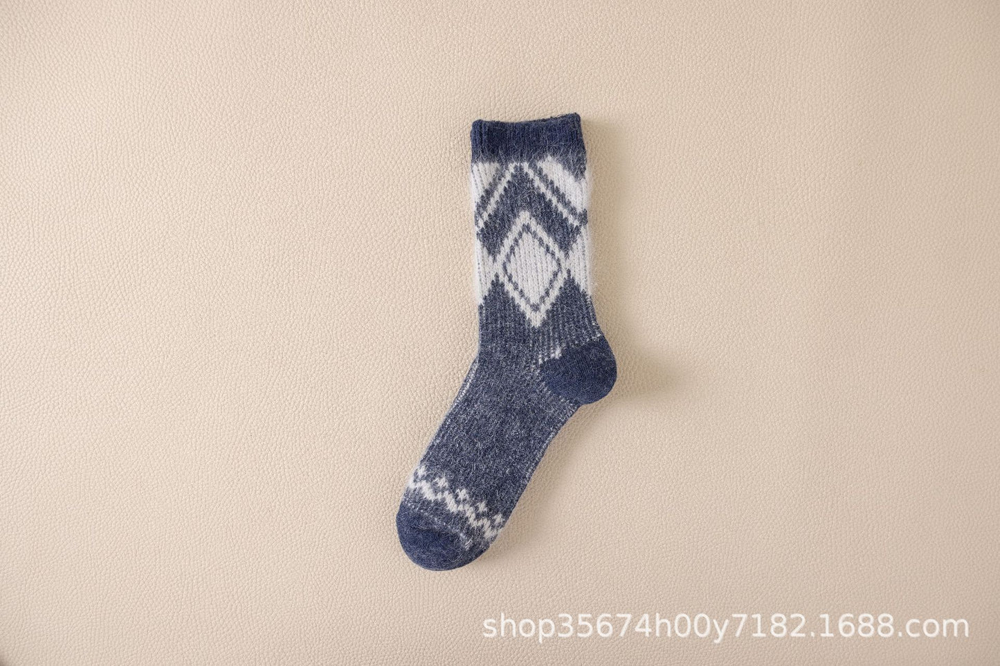 Autumn & Winter Mid-Calf Thick Knit Women's Socks 5 Blue Infinite Avenue