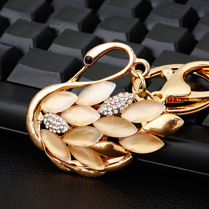 Diamond Crystal Swan Car Key Ring A 06yue Light Stone Swan White Single OPP Bag Packaging Infinite Avenue