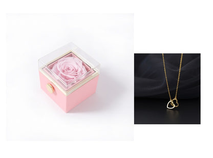 Fashion Acrylic Rotating Rose Jewelry Box Prunus Mume Pink 925gold Infinite Avenue