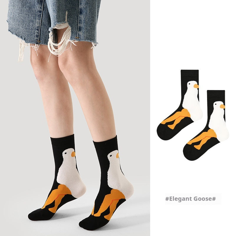 Vintage Court Style Mid-Length Socks Elegant Big Goose Average Size Infinite Avenue