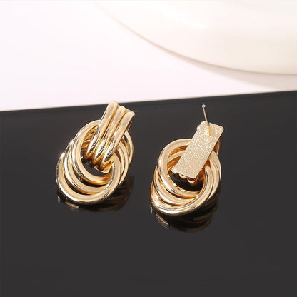 Brass 18K Real Gold Declaration Geometric Earrings Infinite Avenue