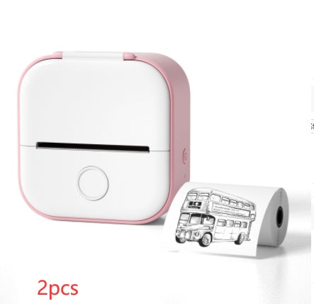 Portable Mini Thermal Label & Photo Printer – Bluetooth Compatible Pink 2pcs USB Infinite Avenue