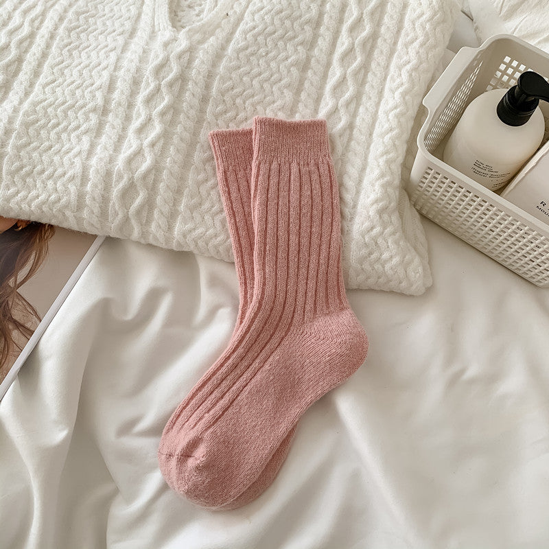 Women's Fleece-Lined Warm Wool Socks Pink Free Size Infinite Avenue