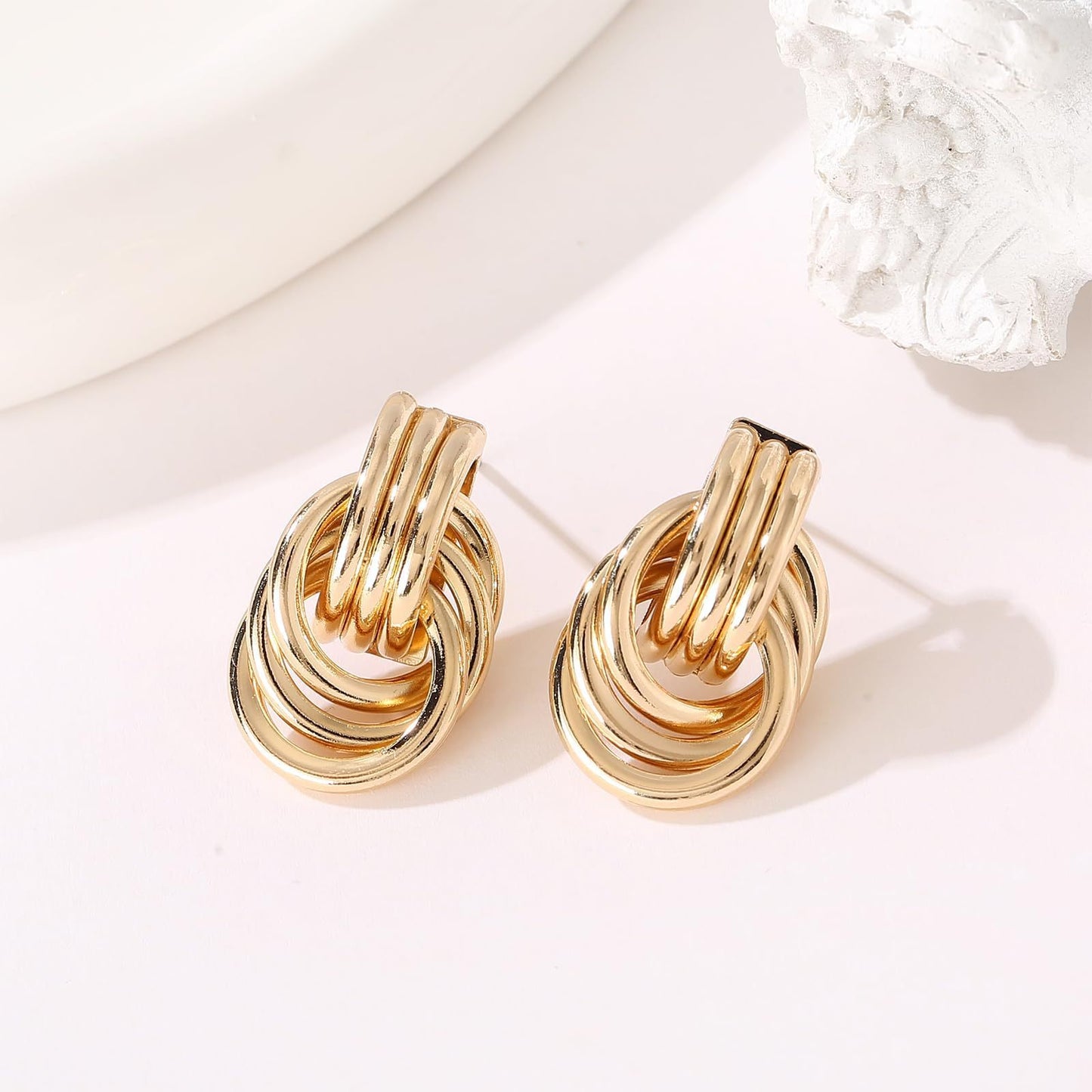 Brass 18K Real Gold Declaration Geometric Earrings Infinite Avenue