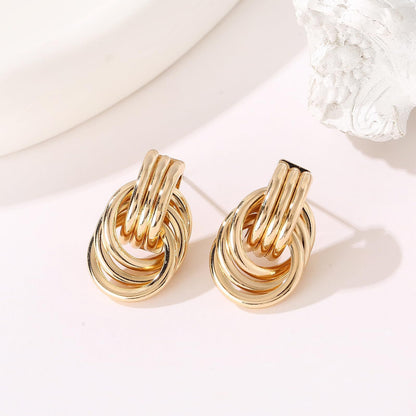 Brass 18K Real Gold Declaration Geometric Earrings Infinite Avenue