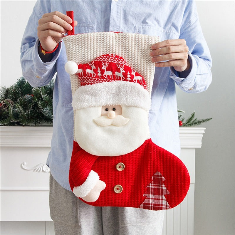 Large Red & White Knitted Christmas Stocking – Santa Fireplace Decor Infinite Avenue