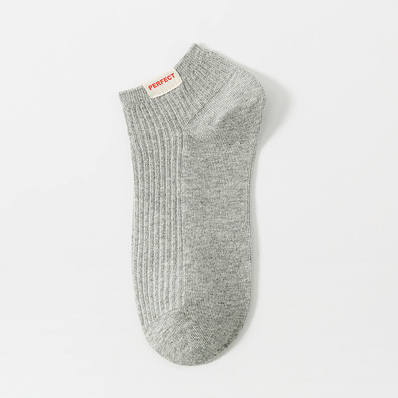 Men's Solid Color Calibration Socks – Double Needle Cotton Light Gray Free Size Infinite Avenue